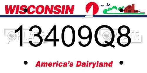 13409Q8 Wisconsin License Plate