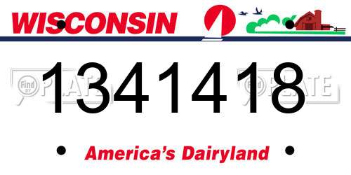 1341418 Wisconsin License Plate