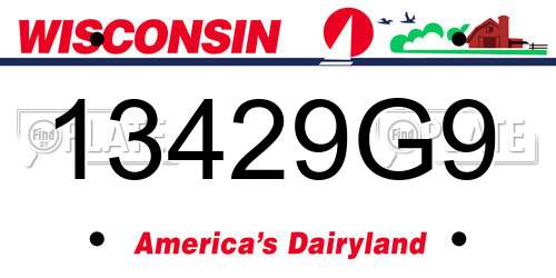 13429G9 Wisconsin License Plate