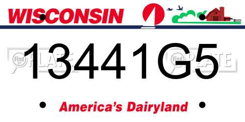 13441G5 Wisconsin License Plate