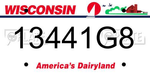 13441G8 Wisconsin License Plate