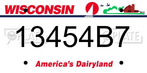 13454B7 Wisconsin License Plate