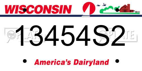 13454S2 Wisconsin License Plate