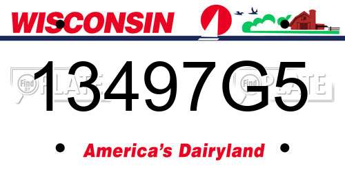 13497G5 Wisconsin License Plate