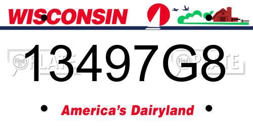 13497G8 Wisconsin License Plate