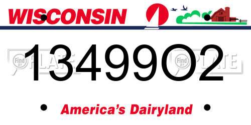 13499O2 Wisconsin License Plate