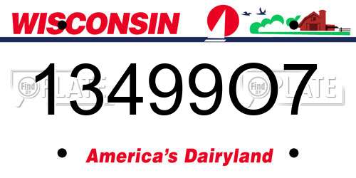 13499O7 Wisconsin License Plate