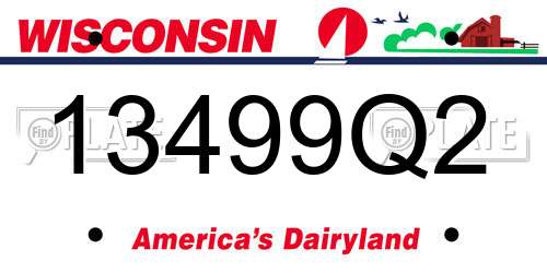 13499Q2 Wisconsin License Plate