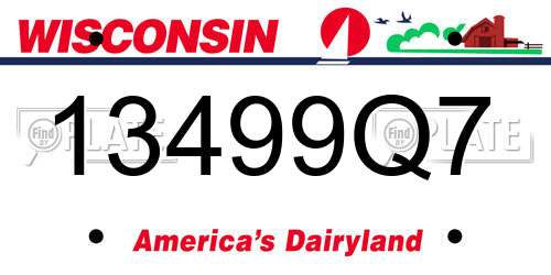 13499Q7 Wisconsin License Plate