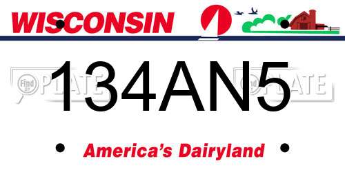 134AN5 Wisconsin License Plate