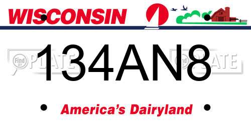 134AN8 Wisconsin License Plate