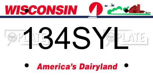 134SYL Wisconsin License Plate