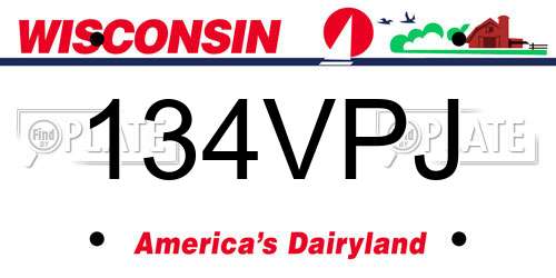 134VPJ Wisconsin License Plate