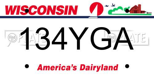 134YGA Wisconsin License Plate
