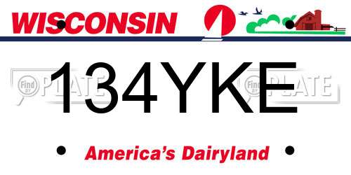 134YKE Wisconsin License Plate