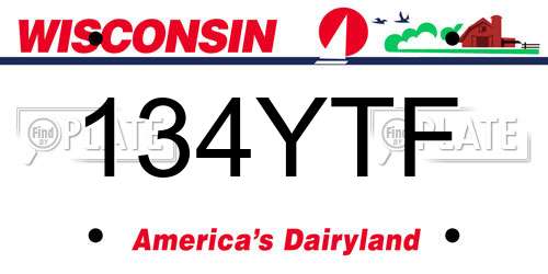 134YTF Wisconsin License Plate