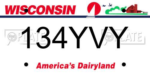 134YVY Wisconsin License Plate