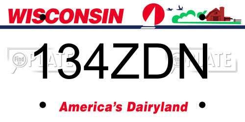 134ZDN Wisconsin License Plate