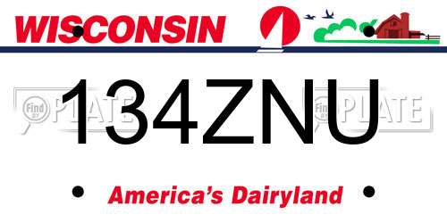 134ZNU Wisconsin License Plate