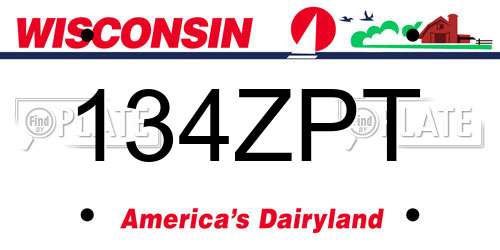 134ZPT Wisconsin License Plate
