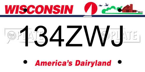 134ZWJ Wisconsin License Plate