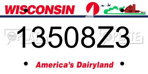 13508Z3 Wisconsin License Plate
