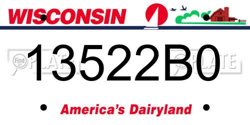 13522B0 Wisconsin License Plate