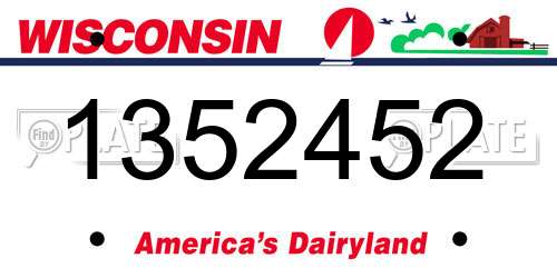 1352452 Wisconsin License Plate