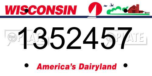 1352457 Wisconsin License Plate
