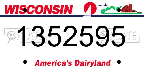 1352595 Wisconsin License Plate