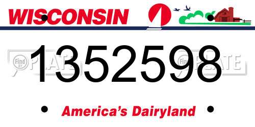 1352598 Wisconsin License Plate