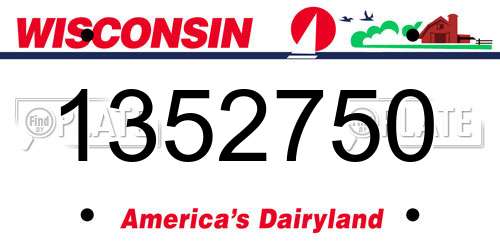1352750 Wisconsin License Plate