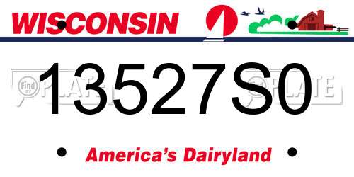 13527S0 Wisconsin License Plate