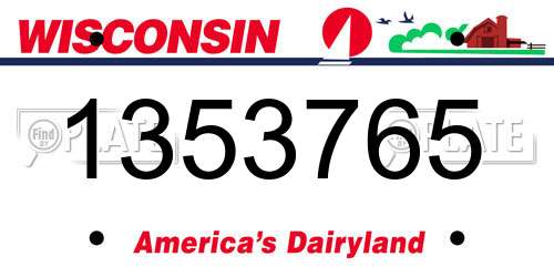 1353765 Wisconsin License Plate
