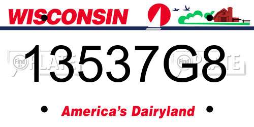 13537G8 Wisconsin License Plate