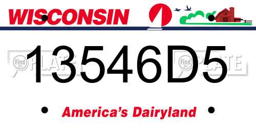 13546D5 Wisconsin License Plate