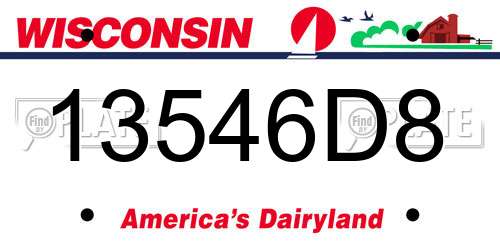 13546D8 Wisconsin License Plate
