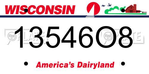 13546O8 Wisconsin License Plate