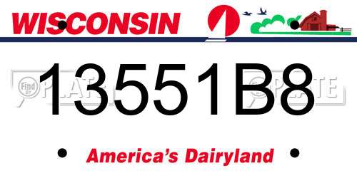 13551B8 Wisconsin License Plate