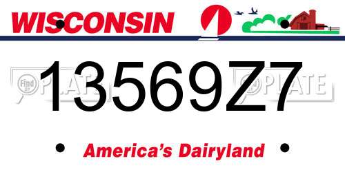 13569Z7 Wisconsin License Plate