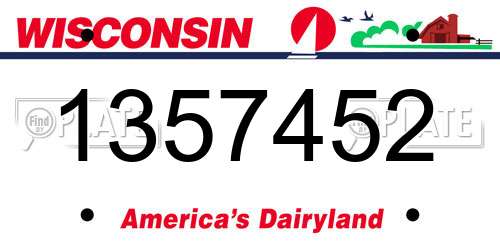 1357452 Wisconsin License Plate