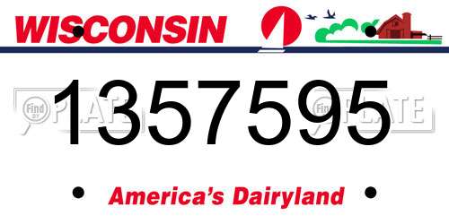 1357595 Wisconsin License Plate
