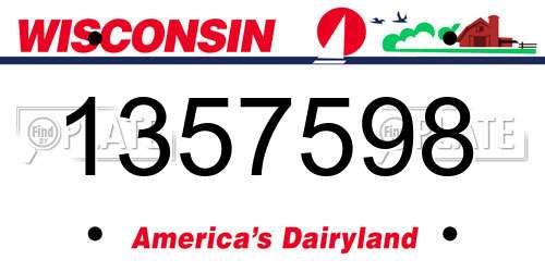 1357598 Wisconsin License Plate