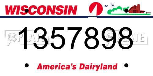 1357898 Wisconsin License Plate