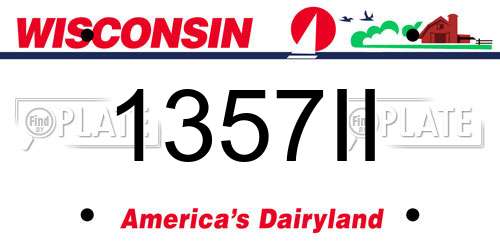 1357II Wisconsin License Plate