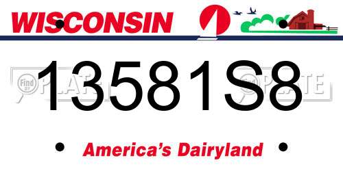 13581S8 Wisconsin License Plate