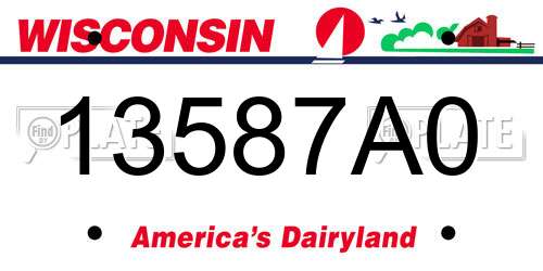 13587A0 Wisconsin License Plate