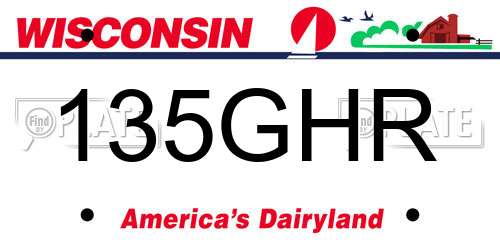 135GHR Wisconsin License Plate