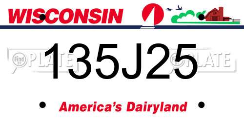 135J25 Wisconsin License Plate