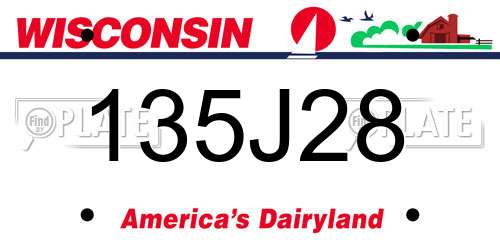 135J28 Wisconsin License Plate